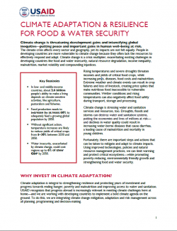 Climate Adaptation & Resilience For Food & Water Security